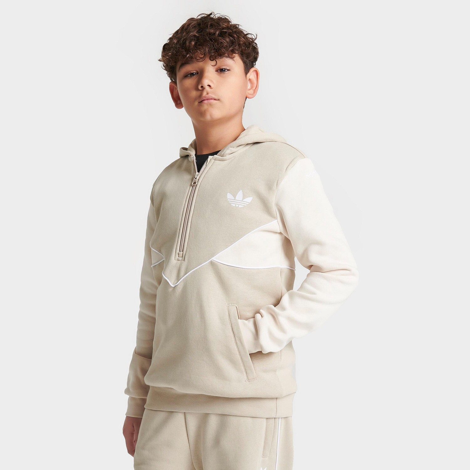 

Детская худи adidas adicolor на молнии до половины, бежевый