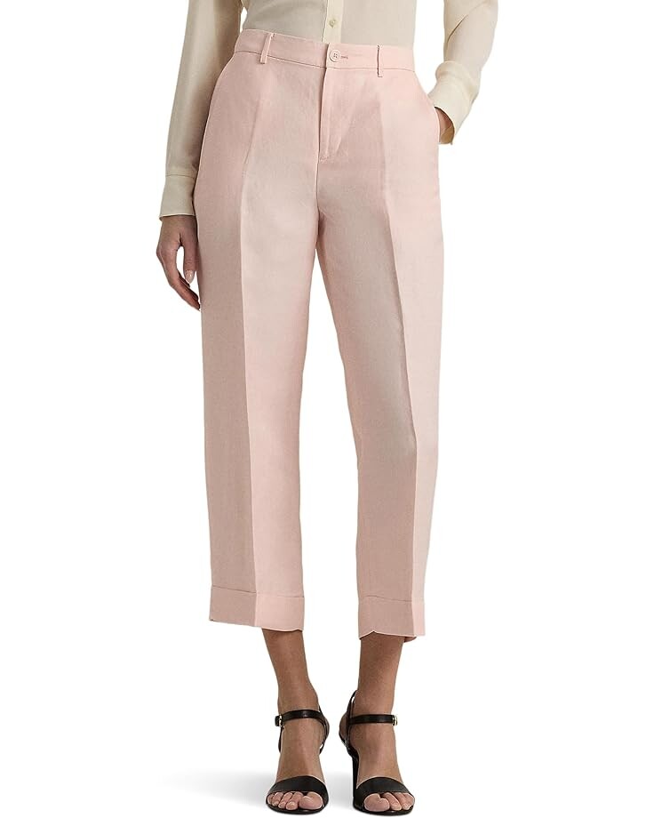 

Брюки LAUREN Ralph Lauren Linen-Blend-Twill Cropped, розовый