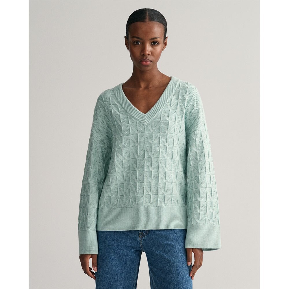 

Свитер Gant Herringbone V Neck, зеленый