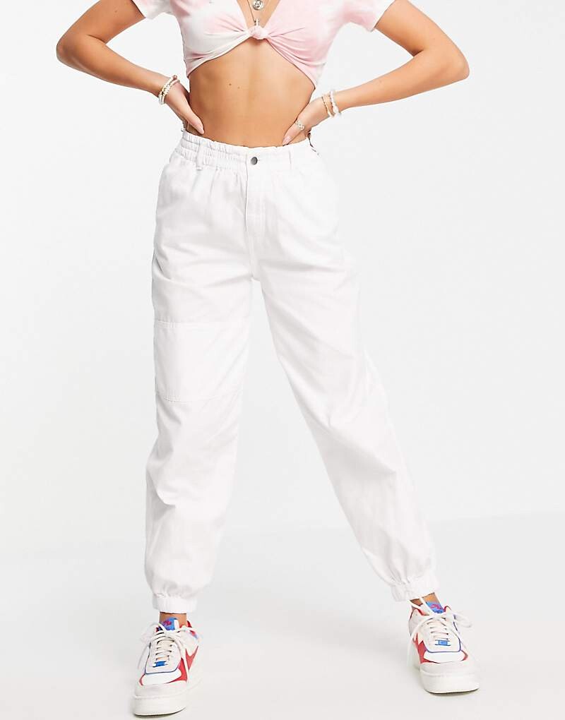 

Белые практичные брюки с манжетами Topshop