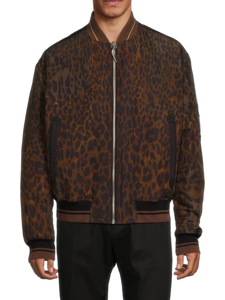 

Куртка-бомбер с бейсбольным воротником и животным принтом Roberto Cavalli, цвет Brown Multicolor