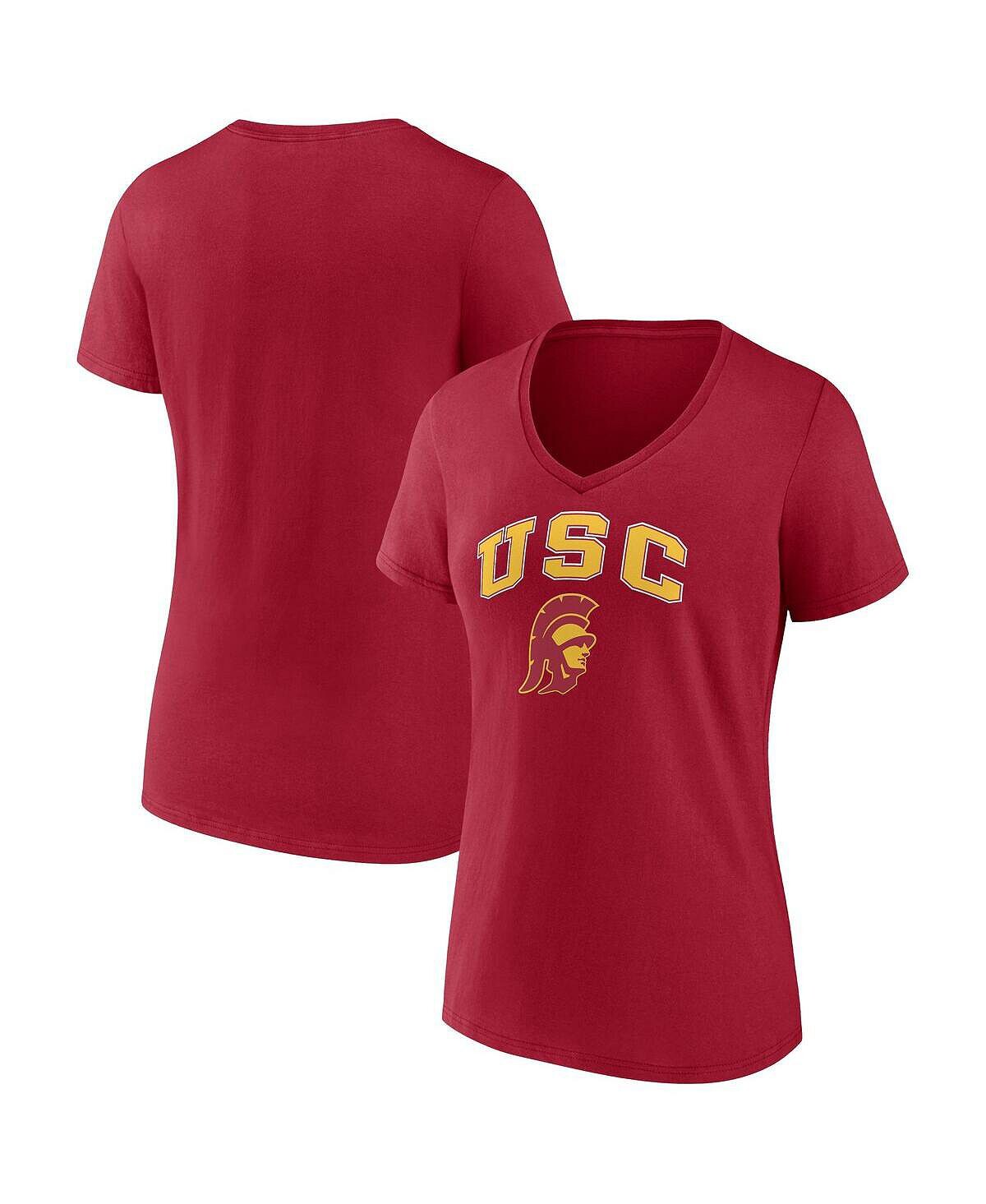 

Женская футболка с v-образным вырезом и фирменным логотипом Cardinal USC Trojans Evergreen Campus Fanatics