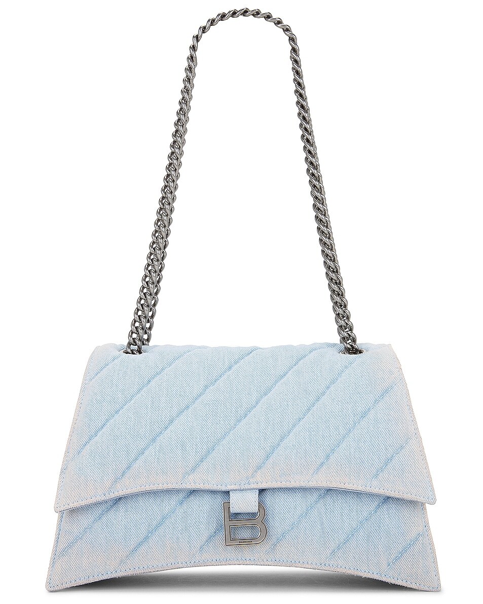 

Сумка кросс-боди Balenciaga Medium Crush Chain In Pale Blue, цвет Pale Blue