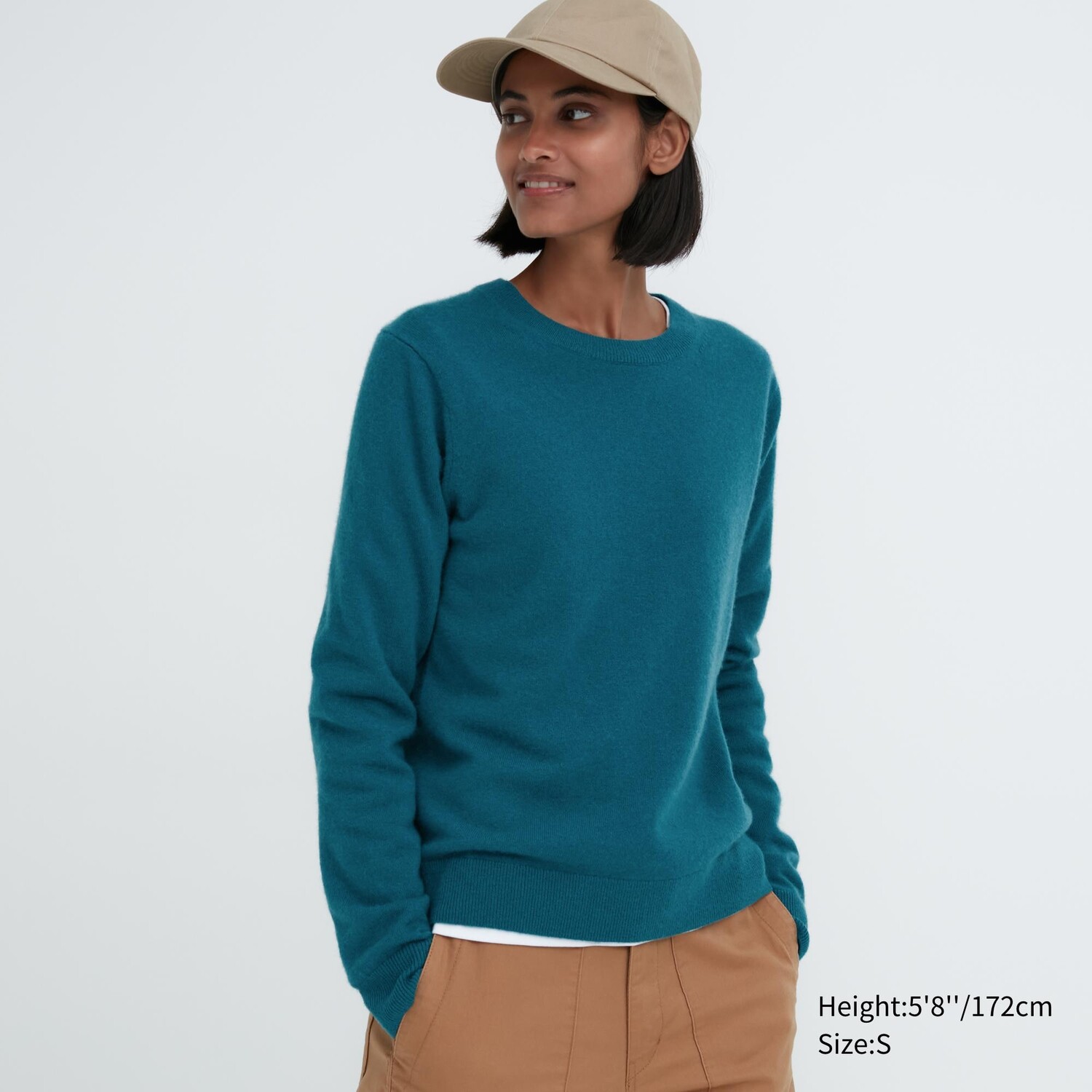 

Джемпер Uniqlo женский из кашемира с круглым вырезом, зеленый