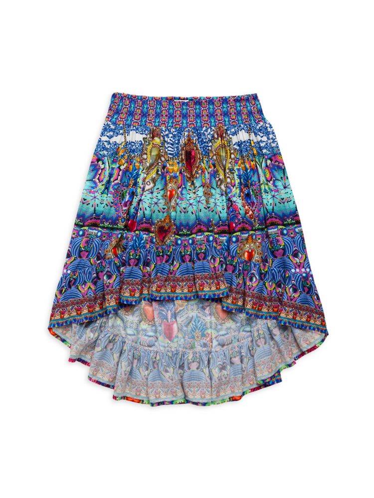 Высокая низкая юбка для маленьких девочек и девочек Milla By Camilla, цвет Blue Multicolor