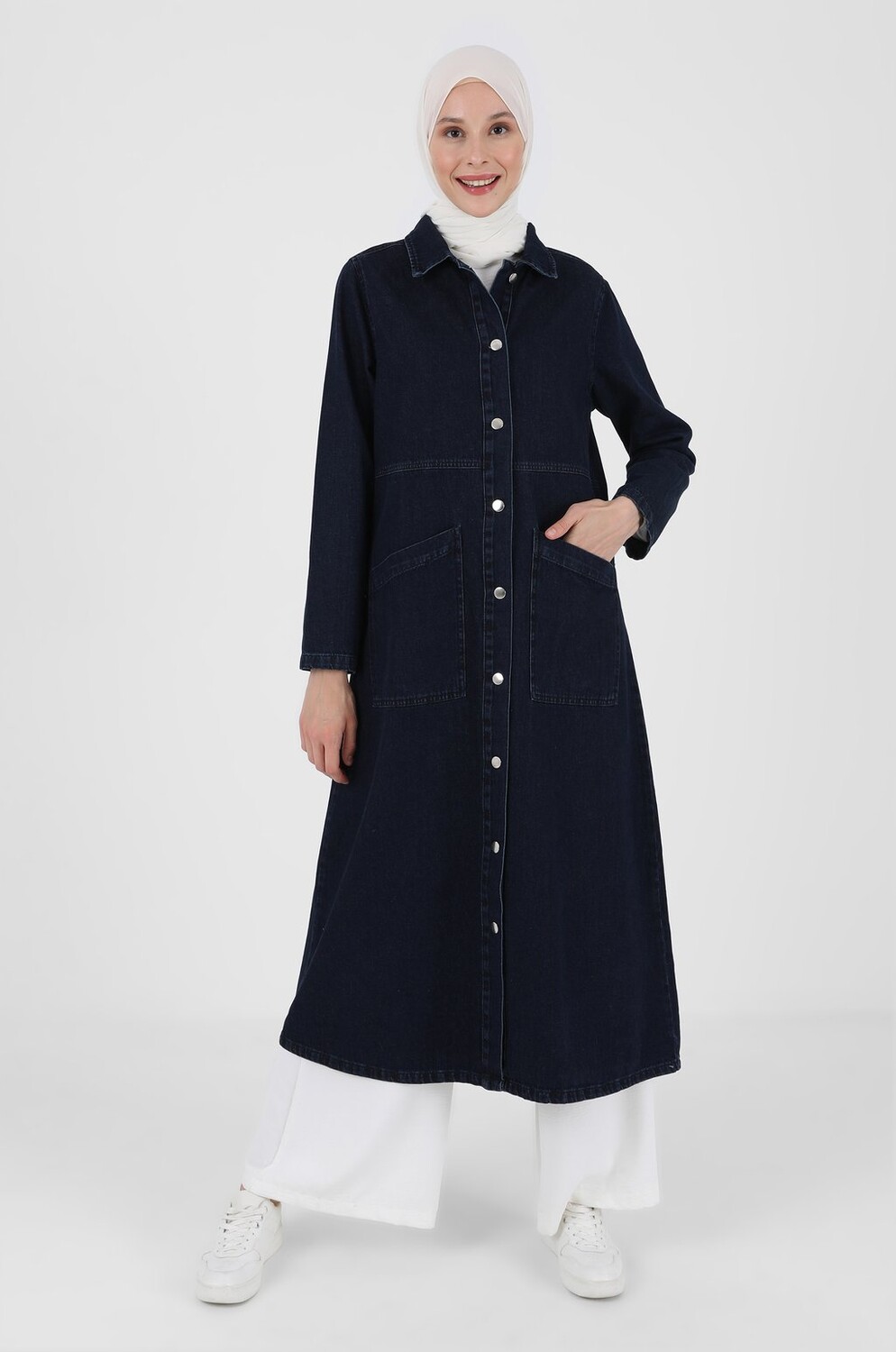 

Джинсовое платье Unlined Point Collar Refka Modanisa, синий