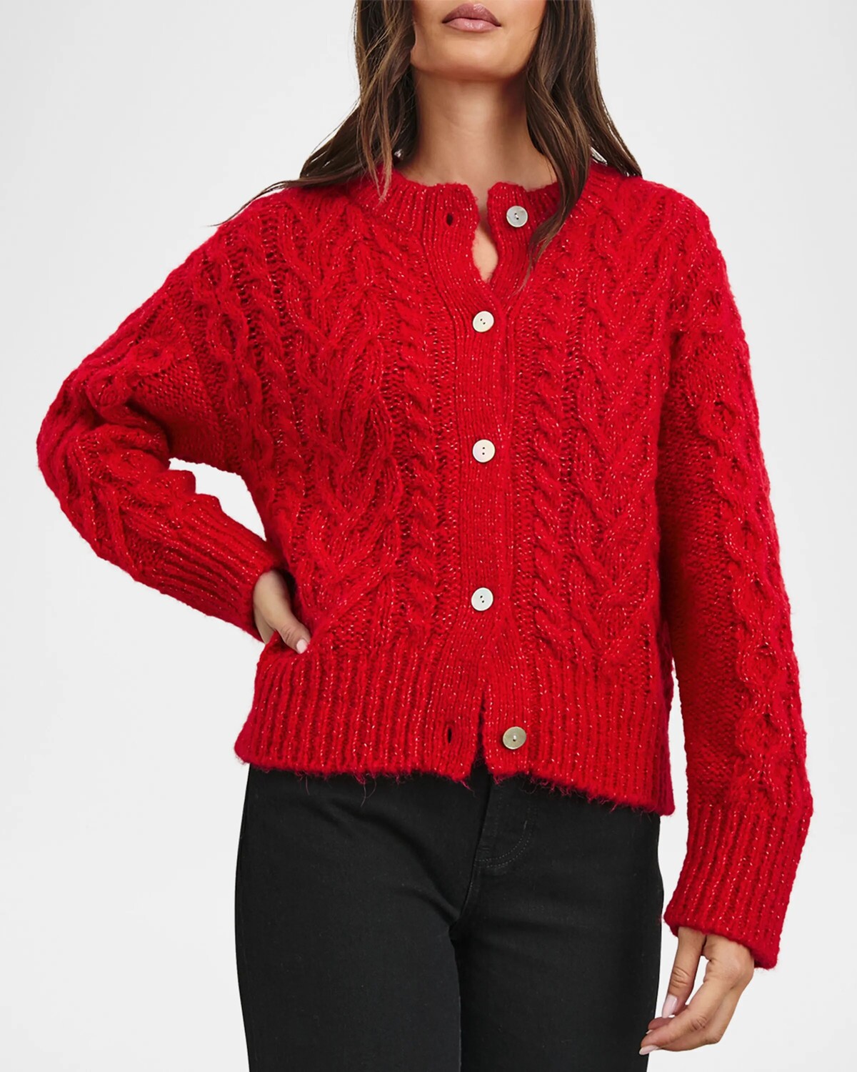 

Кардиган косой вязки Amelie Rails, цвет Scarlet
