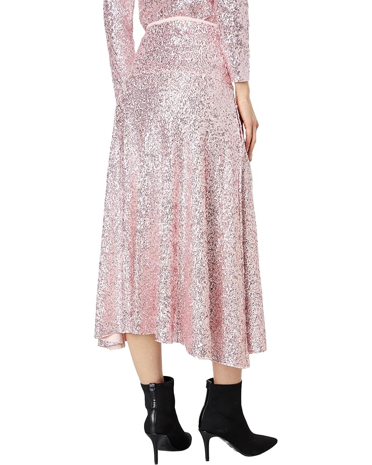 Юбка Norma Kamali Overlapping Sequin Flared Skirt, цвет Metallic Rose