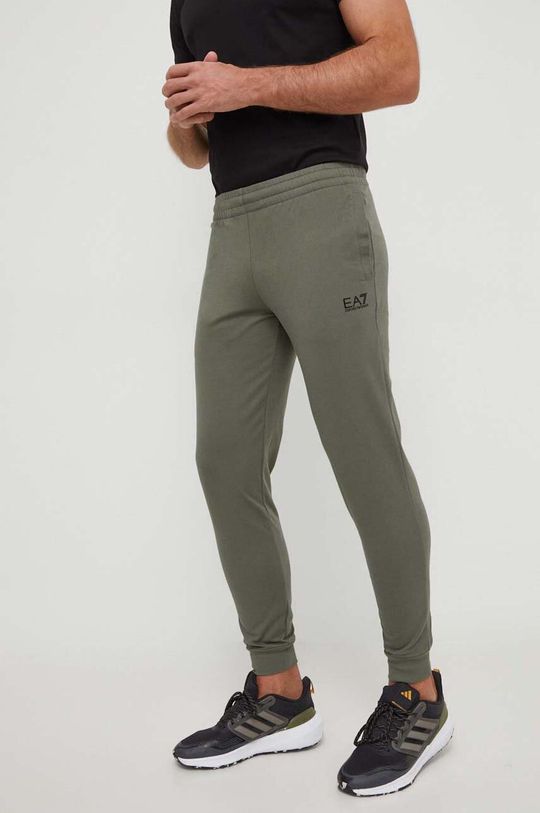 Спортивные брюки из хлопка EA7 Emporio Armani, зеленый