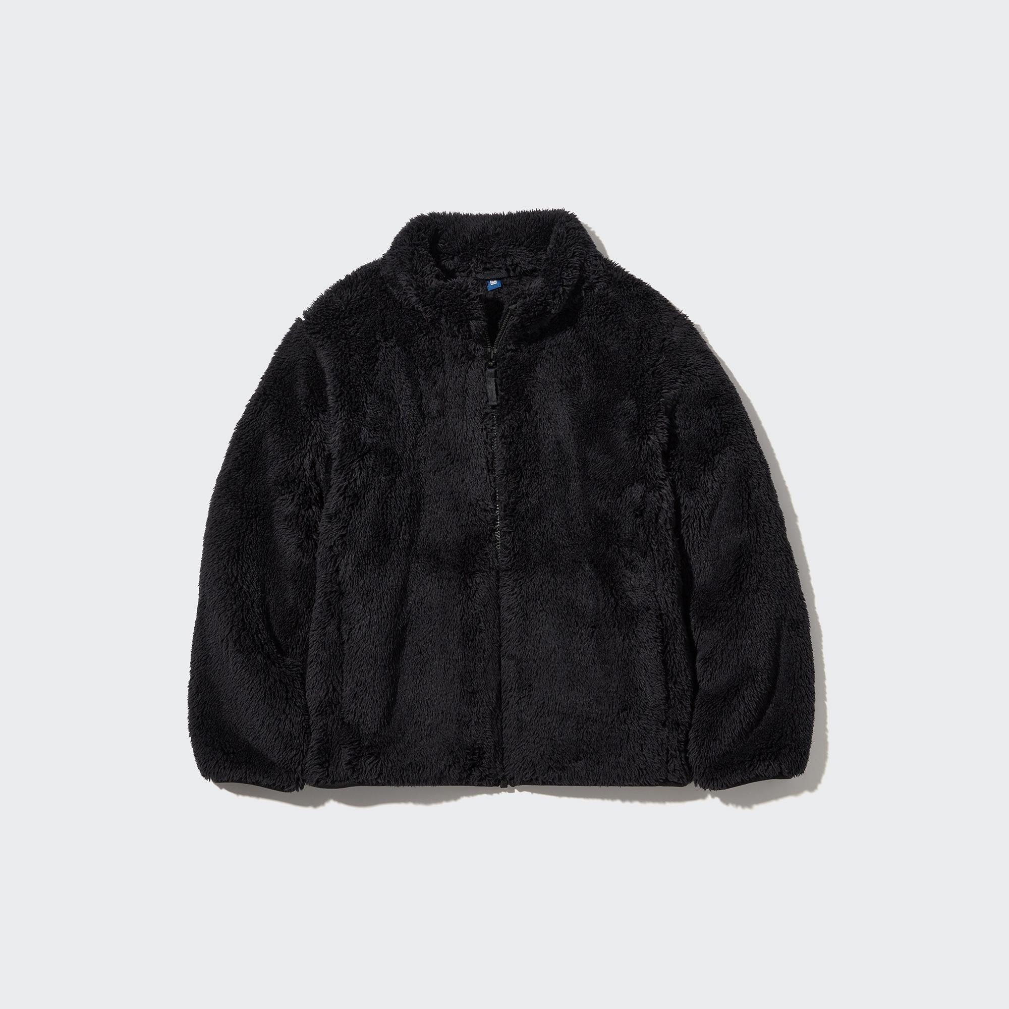 Куртка Uniqlo детская флисовая на молнии, черный флисовая толстовка на молнии zipped uniqlo черный