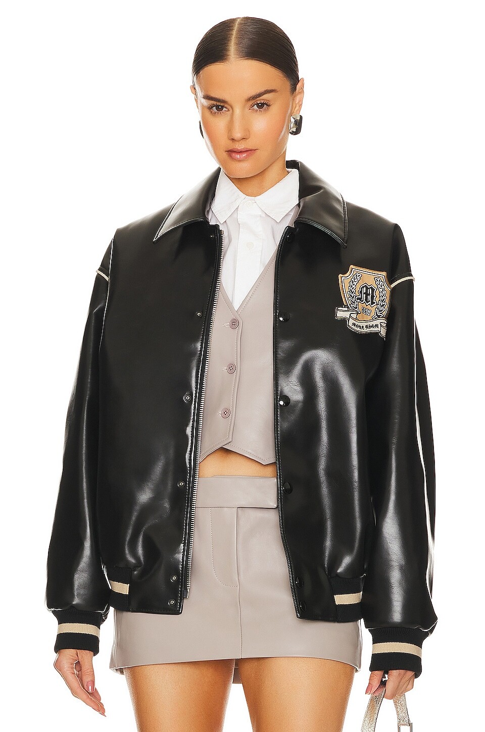 

Куртка MSGM Leather Bomber, черный