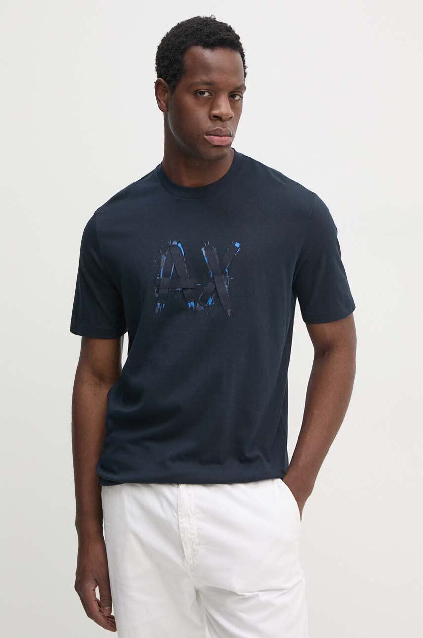 

Хлопковая футболка Armani Exchange, темно-синий