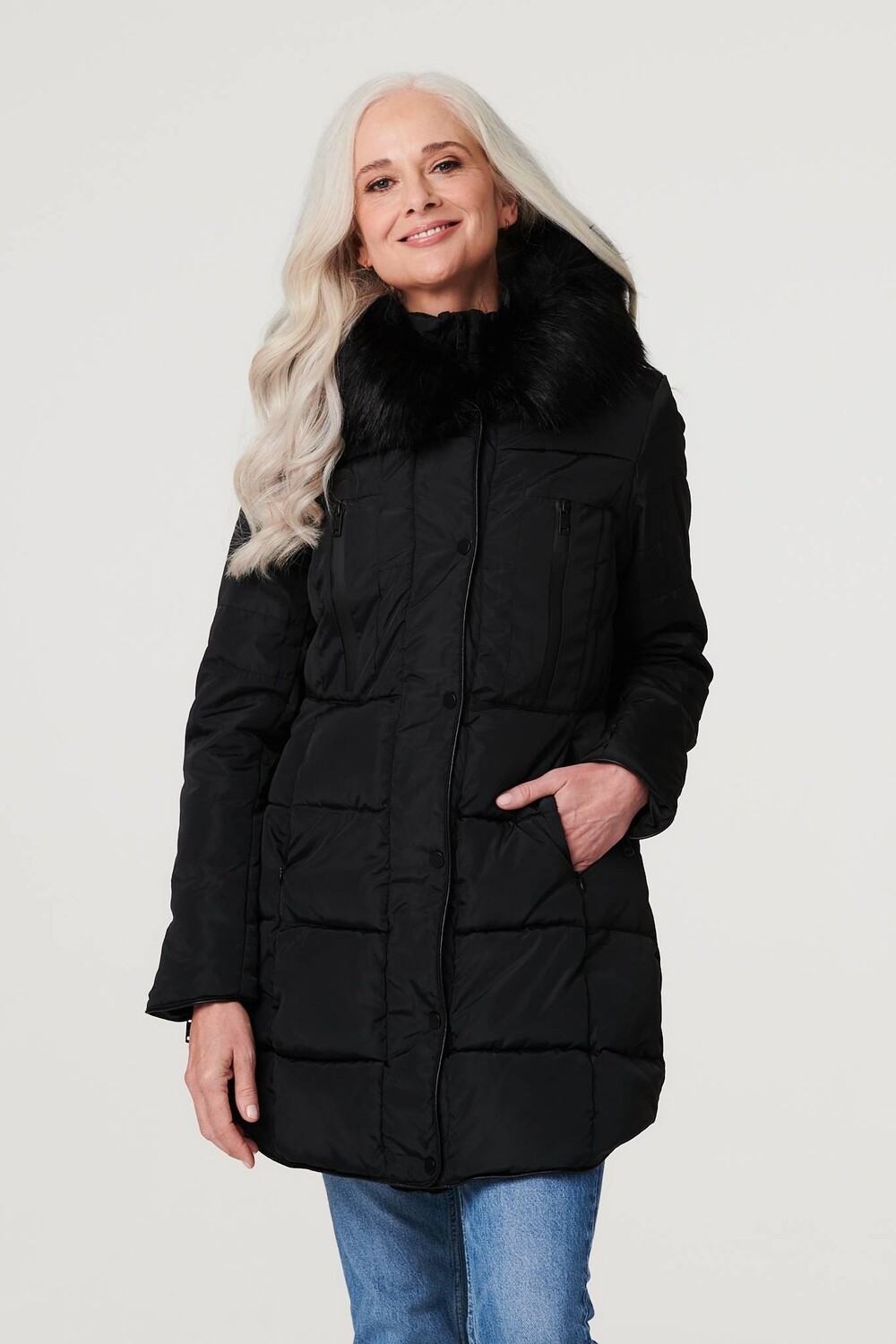 

Удлиненное пуховое пальто с капюшоном Izabel London, черный