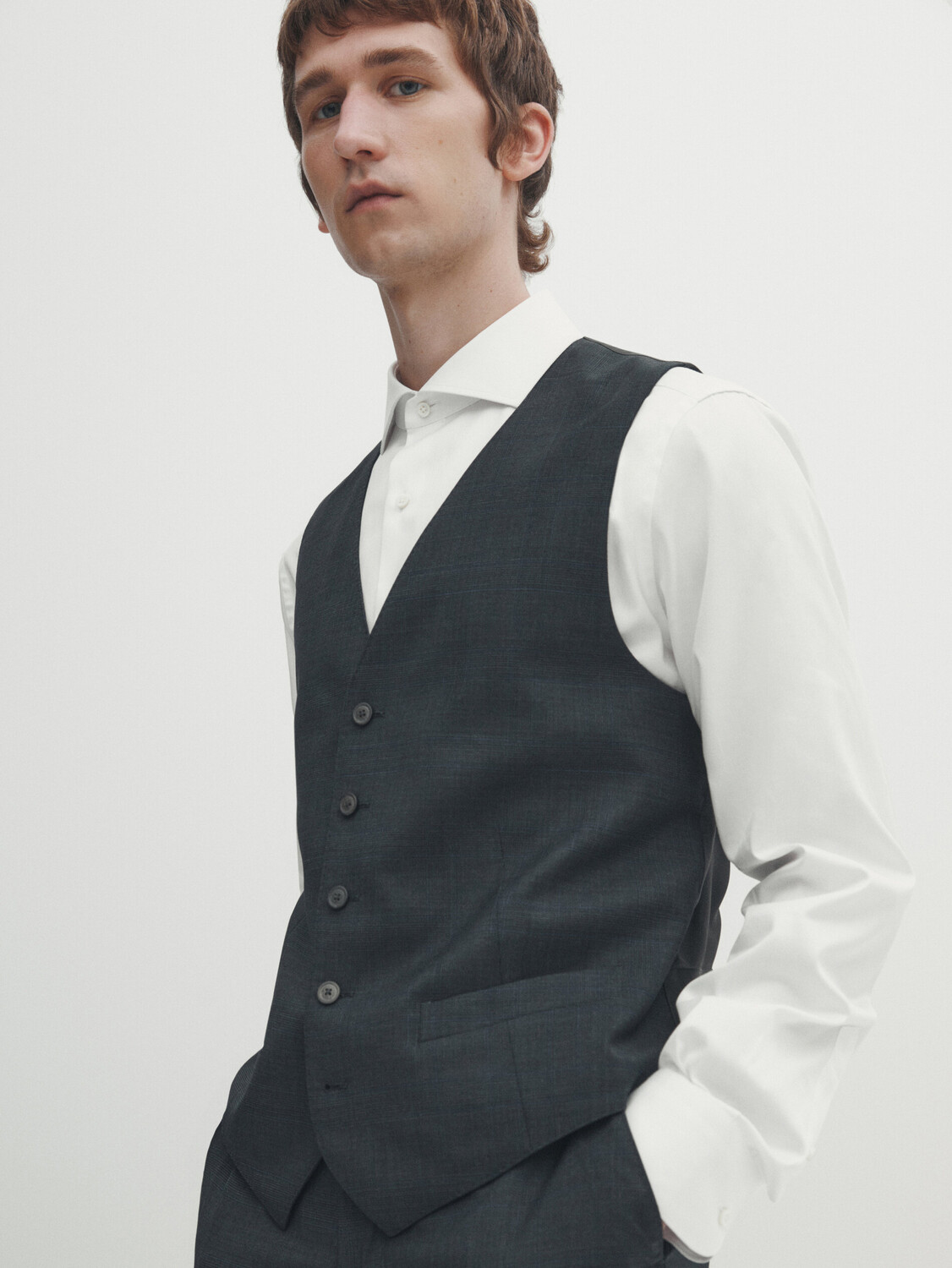 

Шерстяной костюмный жилет super 120 Massimo Dutti, серый