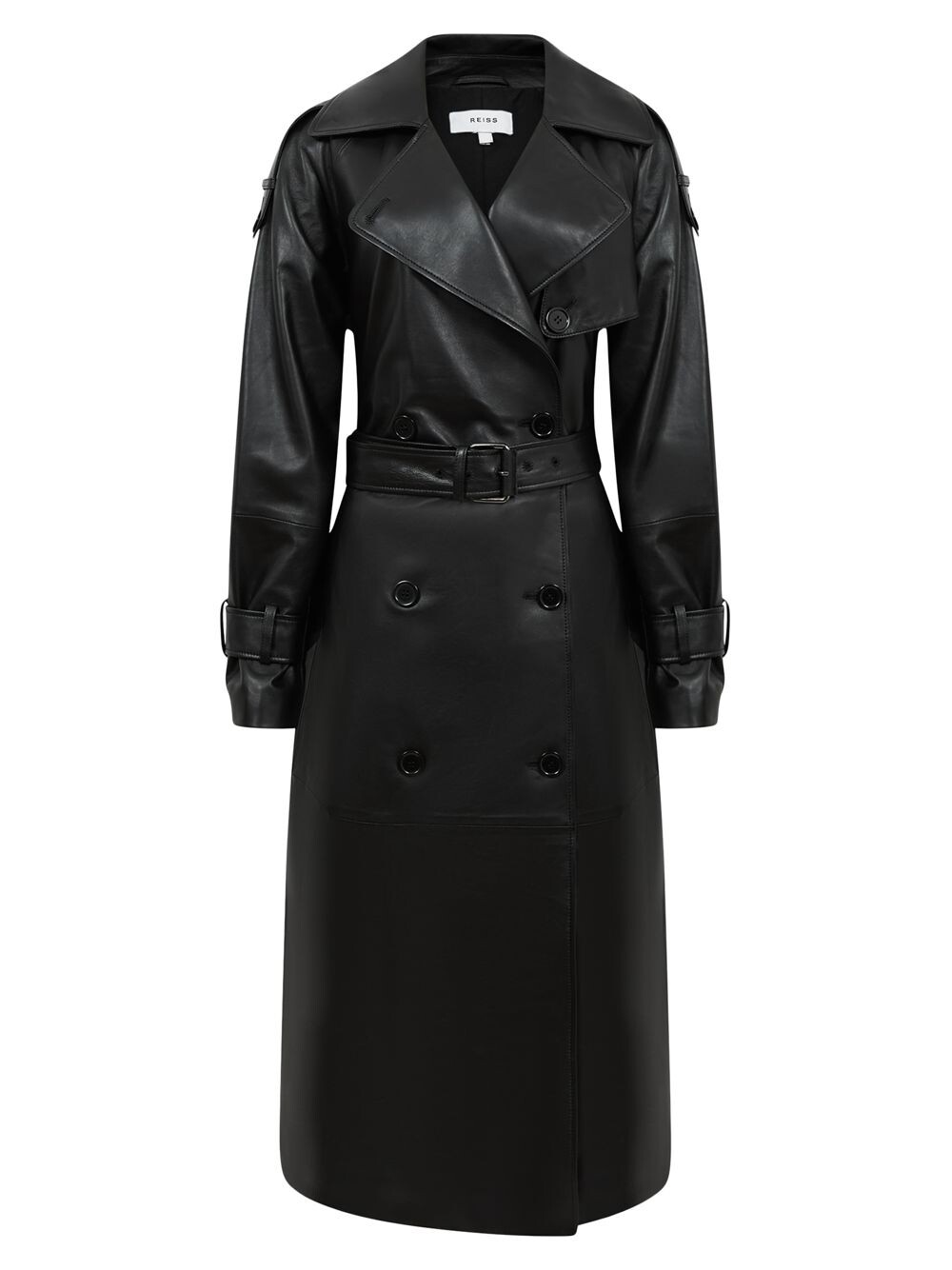 

Двубортный плащ Reiss, черный