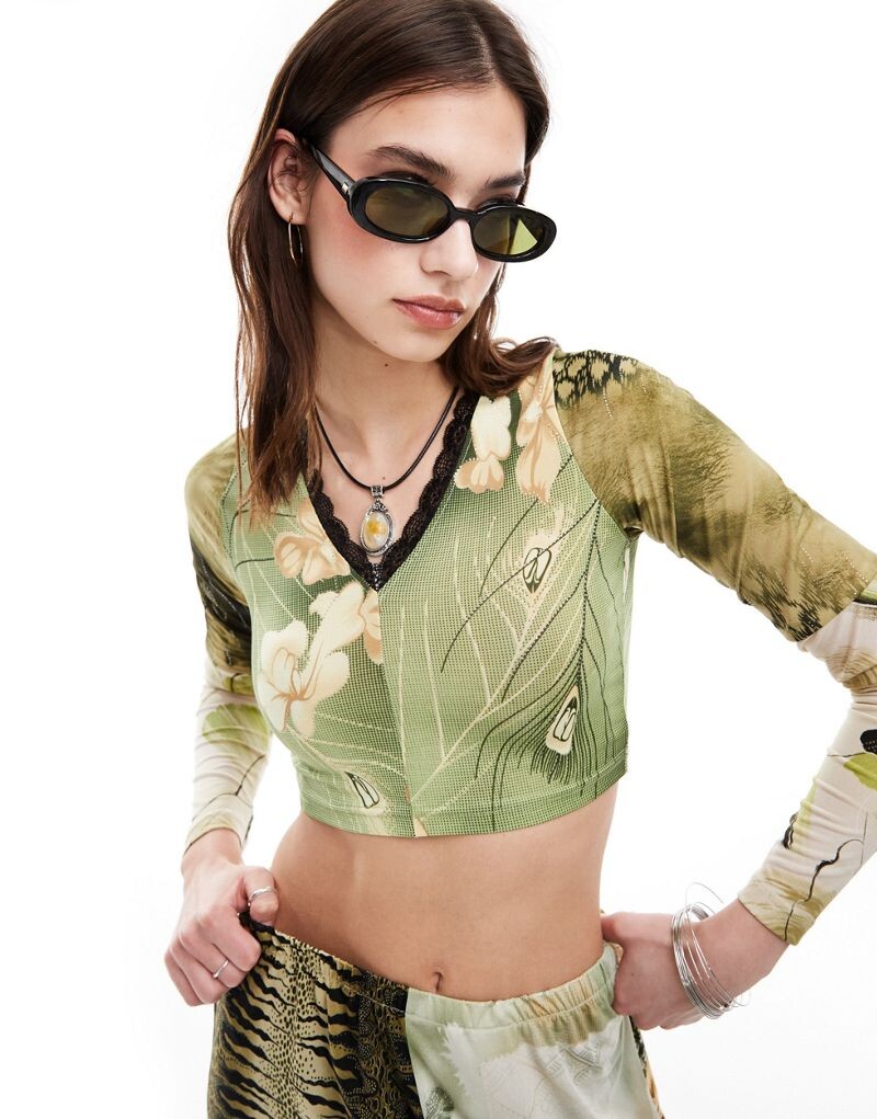 

Укороченный топ Reclaimed Vintage Revived x Glass Onion с кружевной отделкой