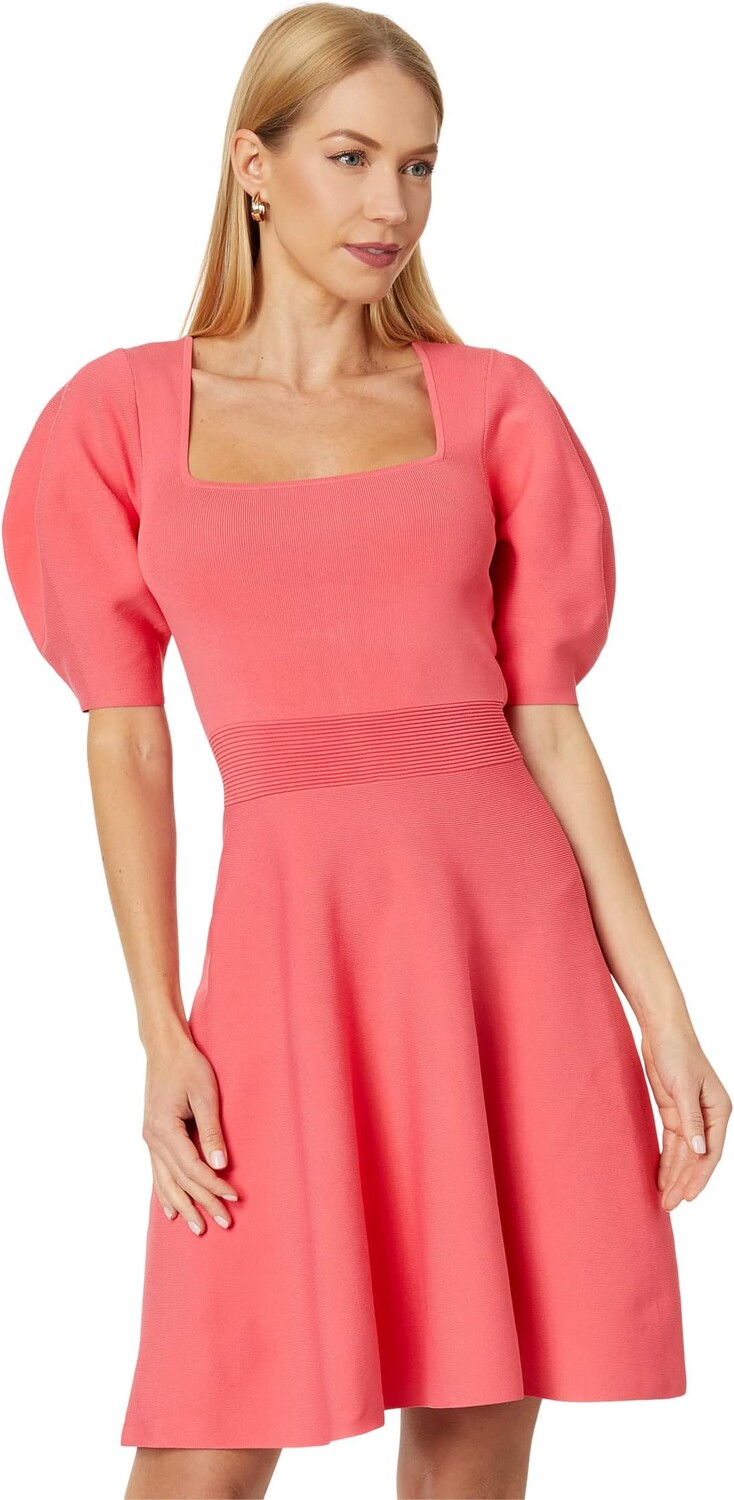 

Платье с плиссированной юбкой Hayliy с рукавами Ted Baker, коралловый, Красный