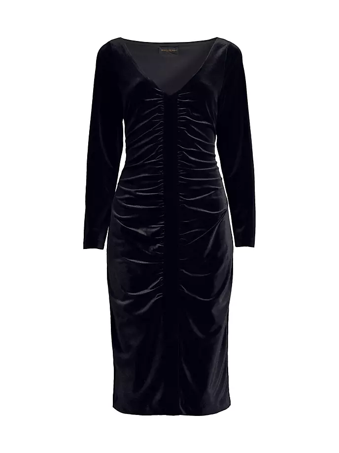 

Бархатное платье миди со сборками Main Event Donna Karan New York, черный