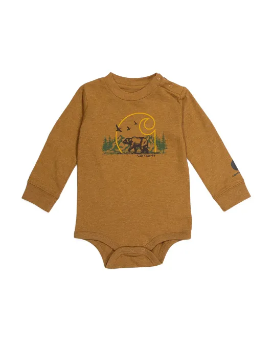 

Боди с длинными рукавами для маленьких мальчиков Carhartt, цвет Brown Heather