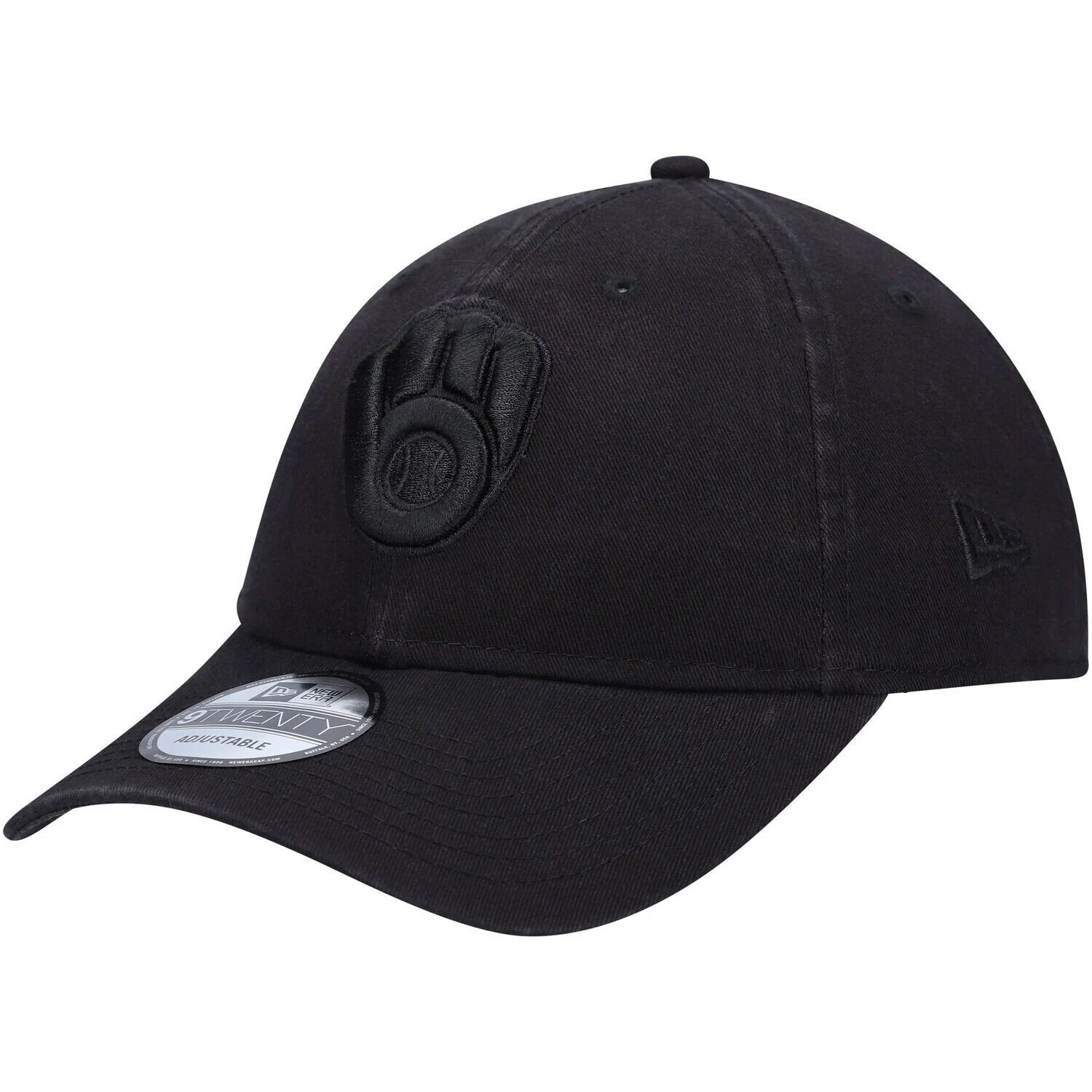 

Мужская регулируемая кепка New Era Milwaukee Brewers Black on Black Core Classic 9TWENTY