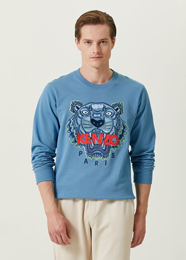 

Синяя толстовка с круглым вырезом tiger Kenzo, Синий