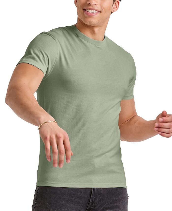 

Мужская хлопковая футболка Originals с коротким рукавом Hanes, цвет Equilibrium Green