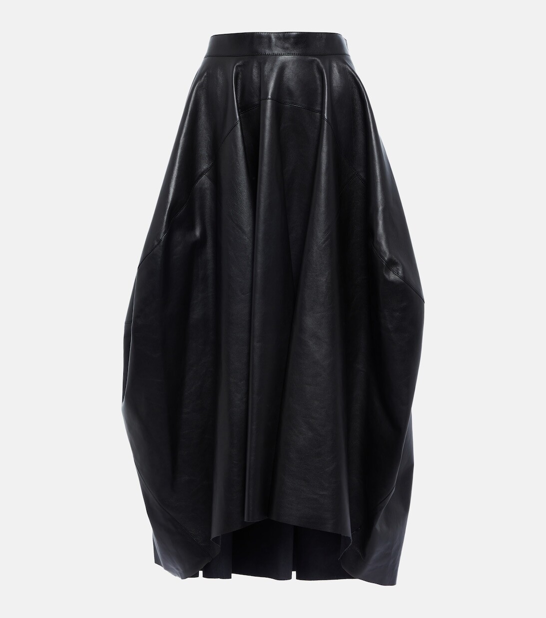 

Кожаная юбка миди ALEXANDER MCQUEEN, черный