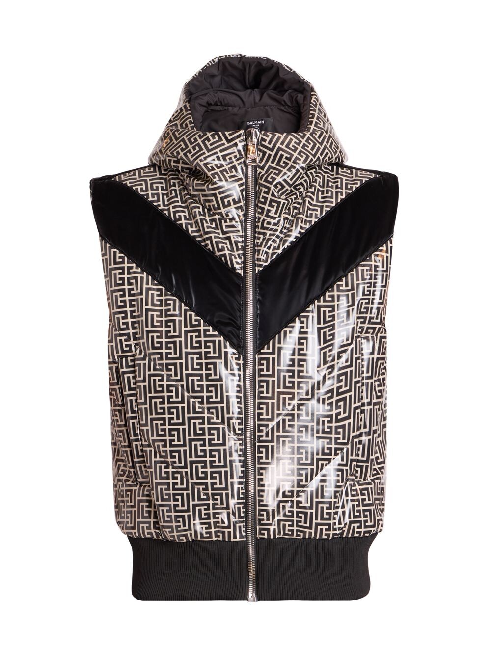 

Пуховик с капюшоном и монограммой Balmain, слоновая кость, Бежевый