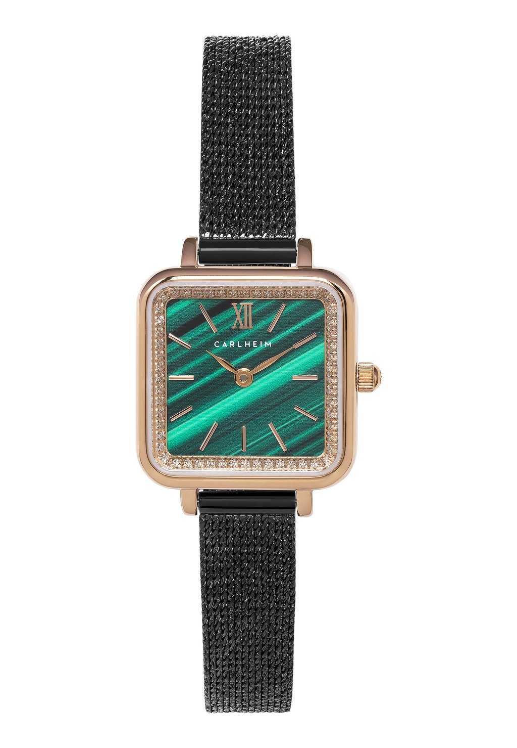 Часы WITH STONE MESH Carlheim, цвет rose gold green black цена и фото
