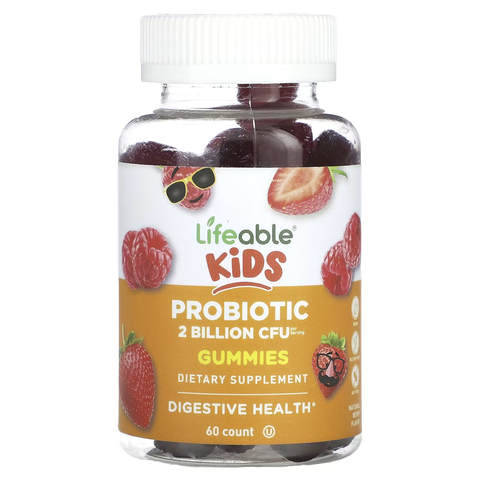 Пищевая добавка Lifeable Kids пробиотическая, 60 жевательных конфет пищевая добавка с биотином lifeable натуральная малина 60 жевательных конфет