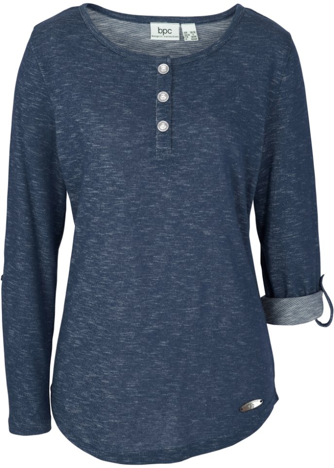 Рубашка с длинными рукавами и планкой на пуговицах Bpc Bonprix Collection, синий юбка темная базовая 52 54 размер