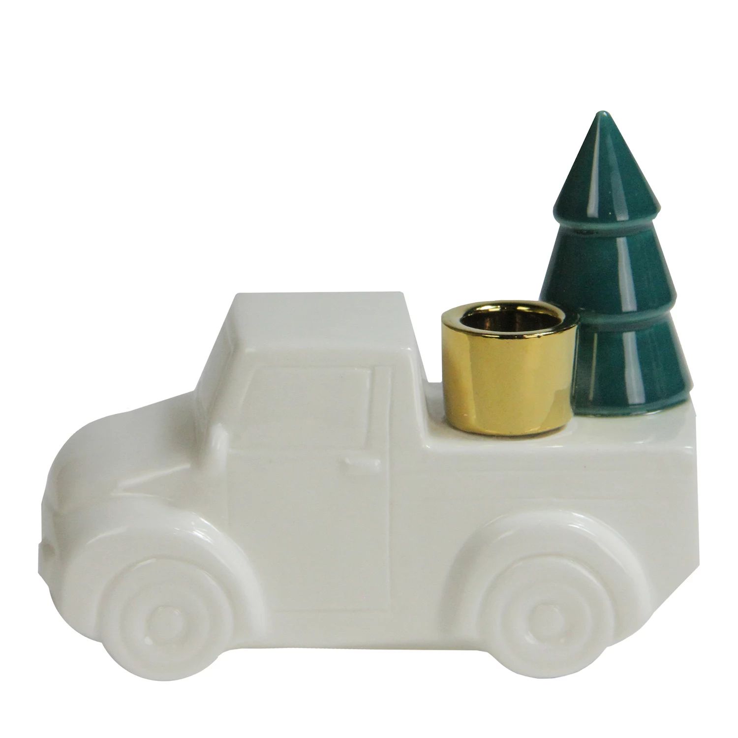 6. Белый керамический грузовик с коническим подсвечником «Рождественская елка»