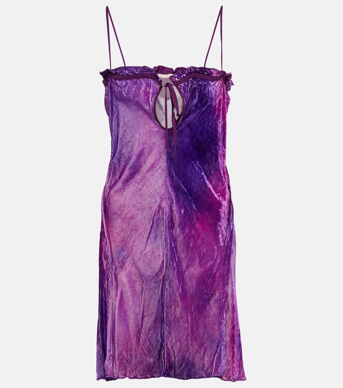 Мини-платье из флокированного бархата ACNE STUDIOS, фиолетовый