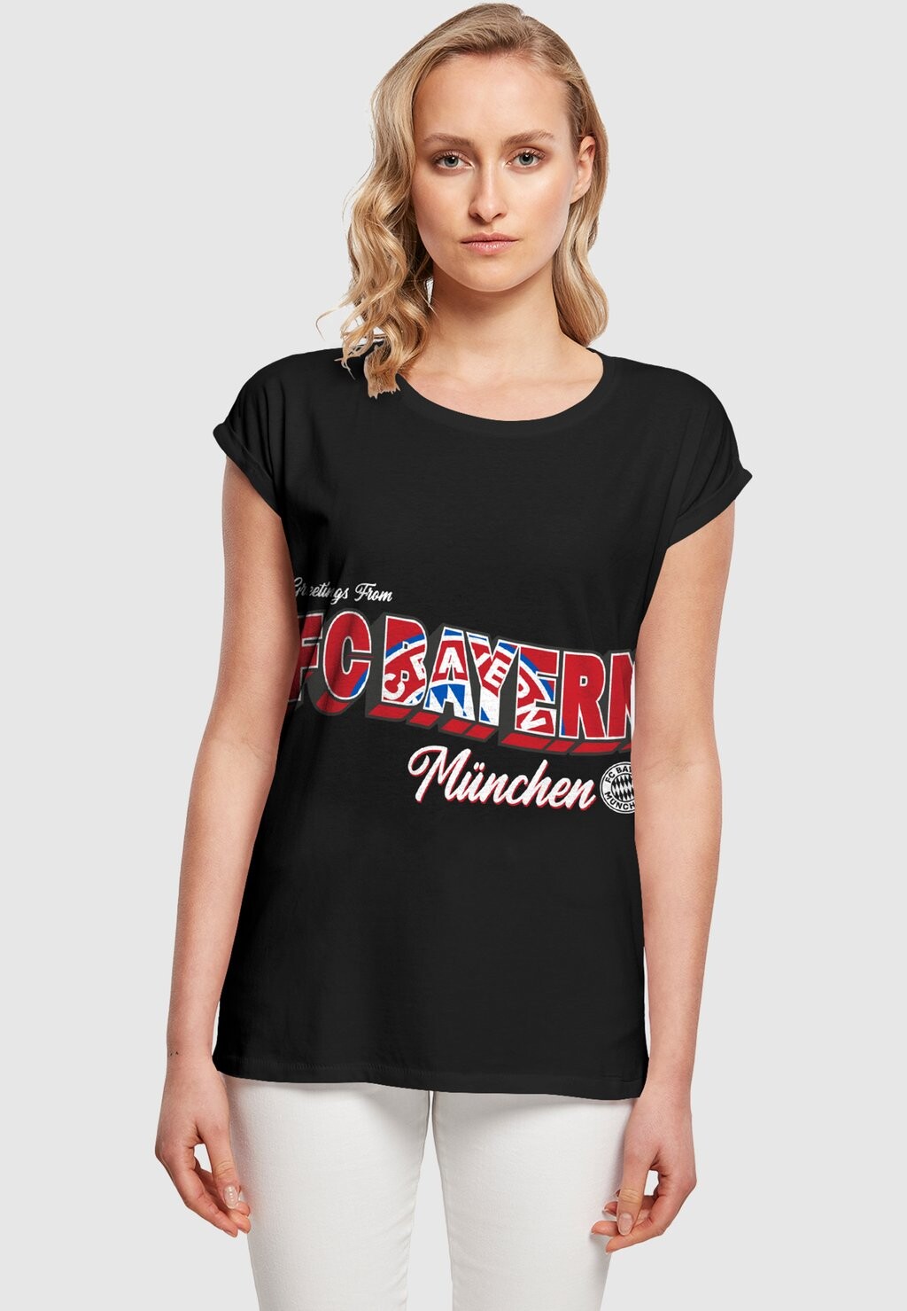 

Футболка с символикой GREETINGS FROM BAVARIA SHOULDER FC Bayern München, цвет black