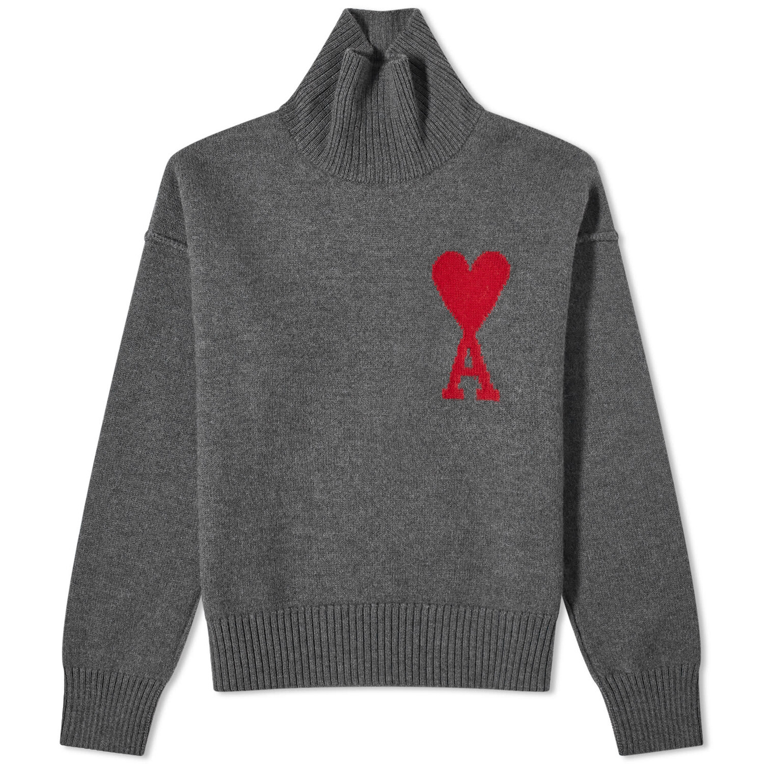 

Свитер Ami Paris Large A Heart Roll Neck Jumper, цвет Grey & Red