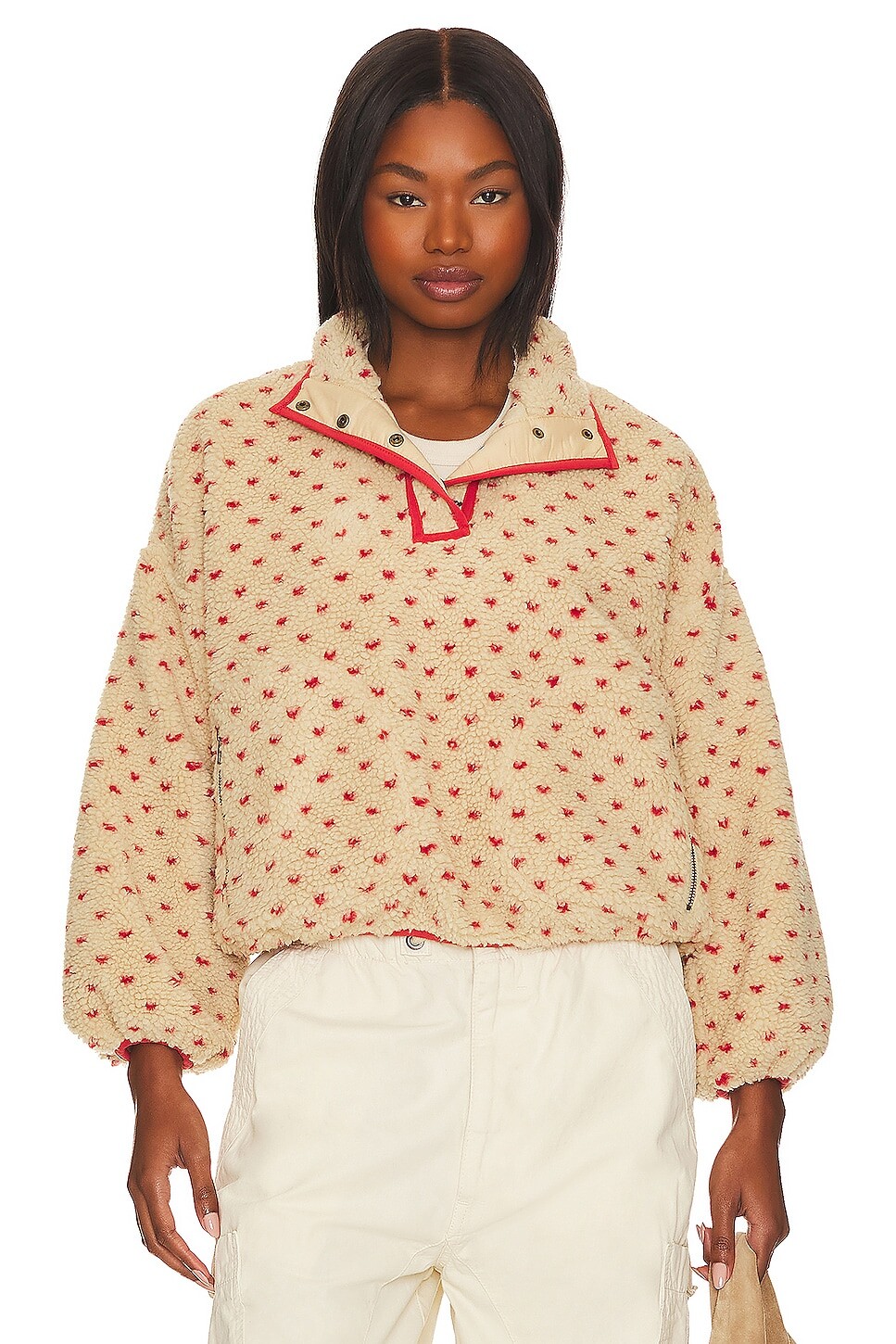 

Пуловер The Great The Countryside Fleece, цвет Oat & Red