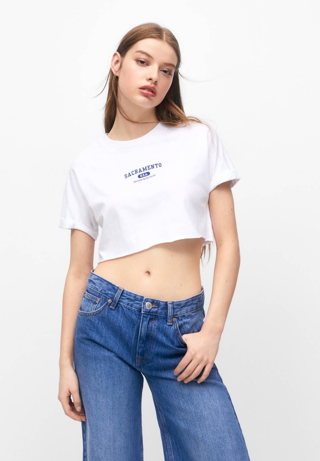 

Футболка с принтом PULL&BEAR, белый