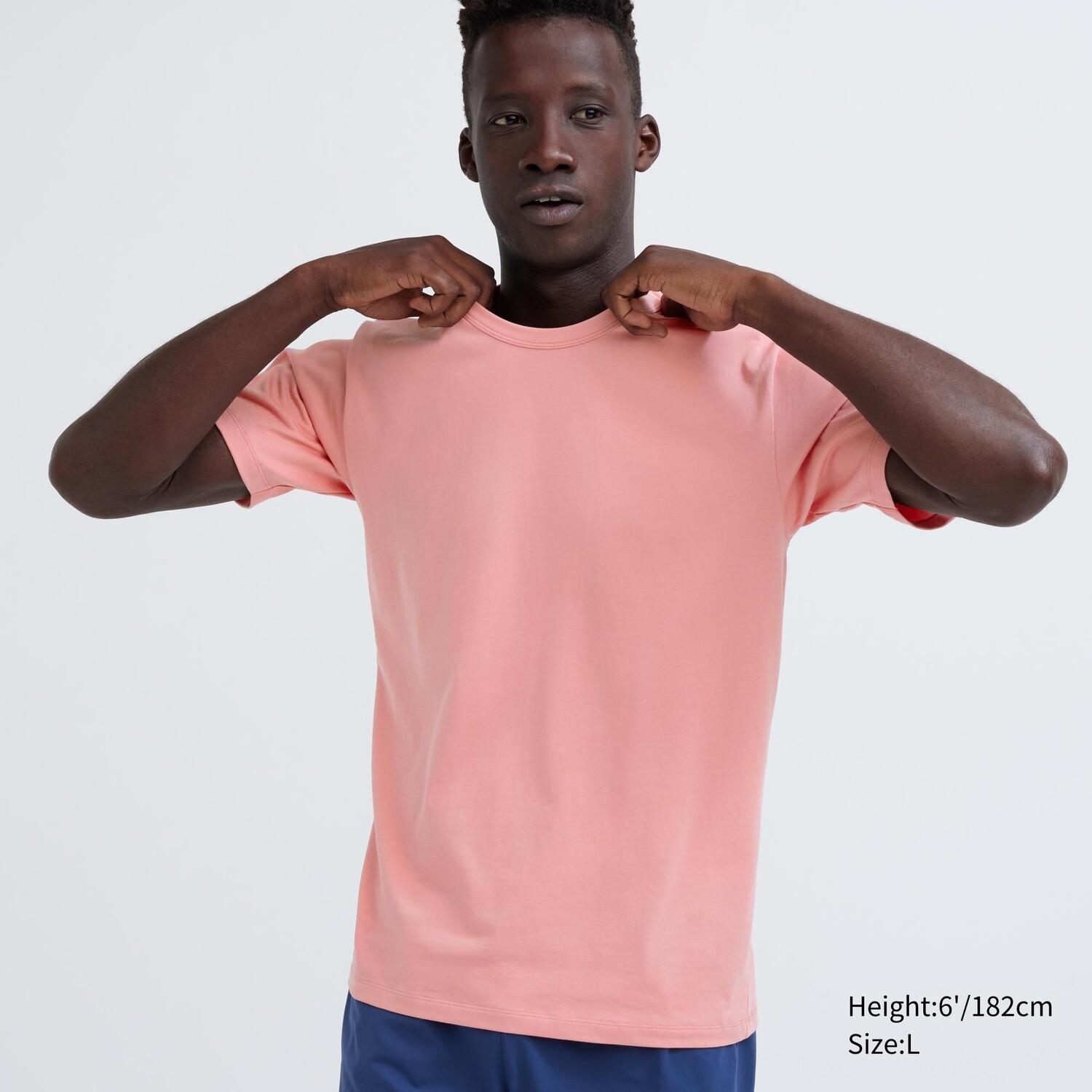 

Хлопковая футболка AIRism с круглым вырезом и короткими рукавами UNIQLO, розовый
