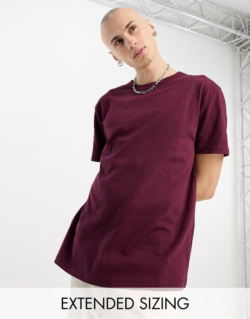Темно-фиолетовая футболка свободного кроя ASOS плотностью 240 г/м