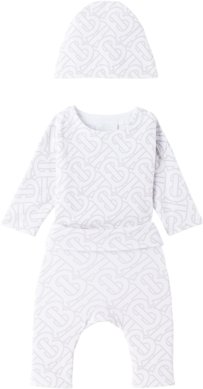 

Комплект из трех предметов Baby White Голубь белый Burberry