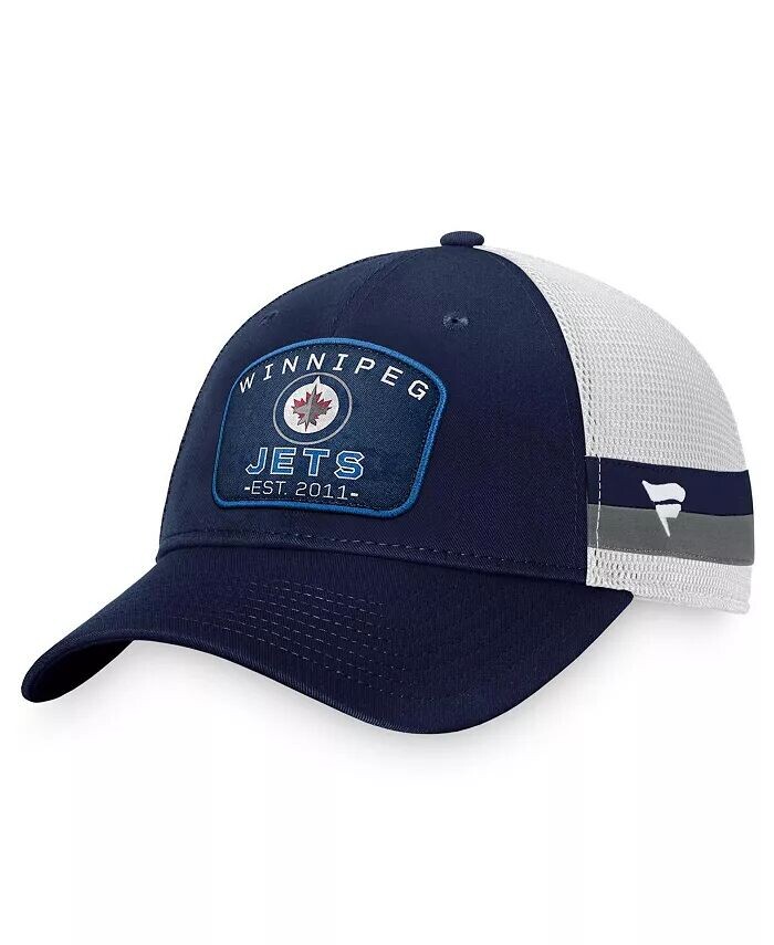 

Мужская темно-синяя/белая регулируемая кепка Winnipeg Jets Fundamental в полоску Fanatics, синий