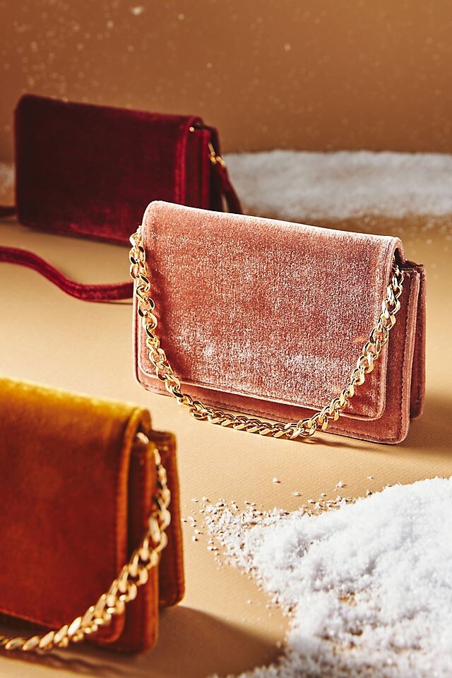 

Кошелек Anthropologie бархатный через плечо, красный