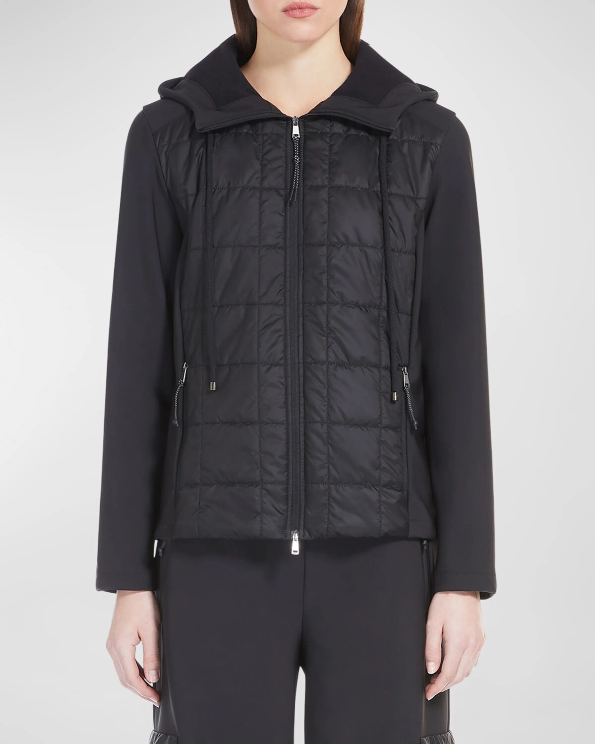 

Стеганая куртка Reed с капюшоном и молнией спереди Max Mara Leisure, черный