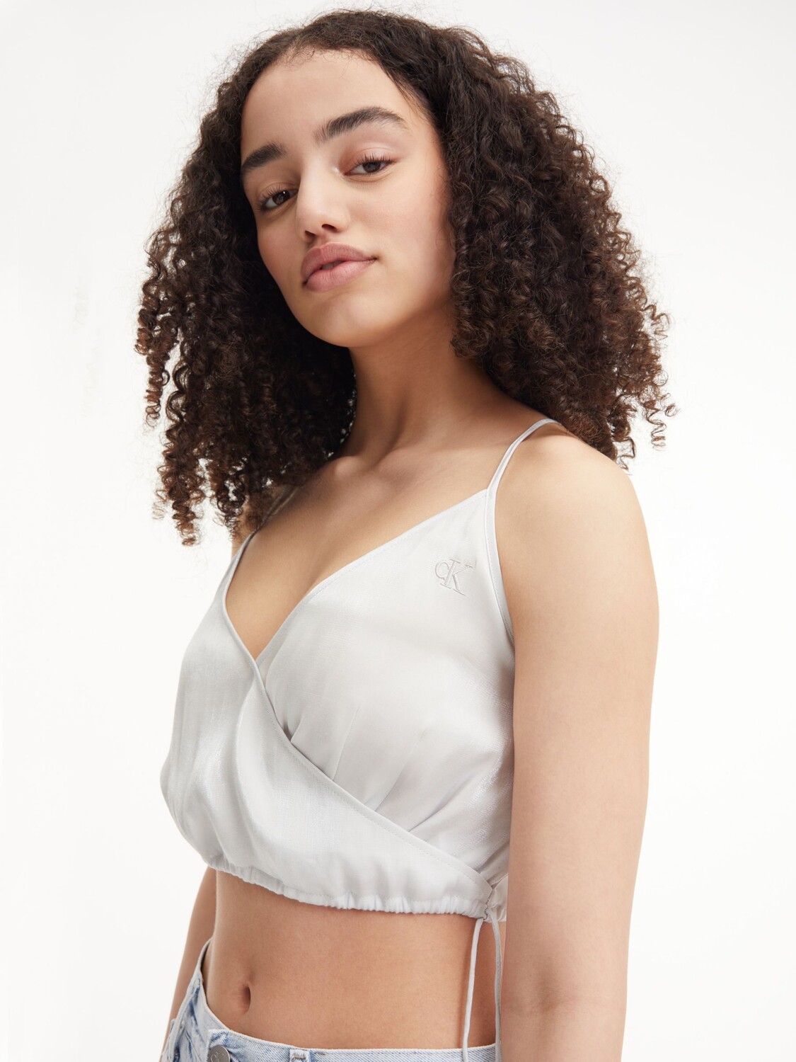 

Укороченный топ с бретелями Calvin Klein, цвет Ghost Grey