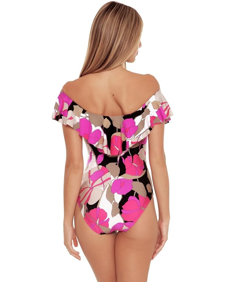 

Купальник Trina Turk Lynx Ruffle Off-The-Shoulder One-Piece, мульти