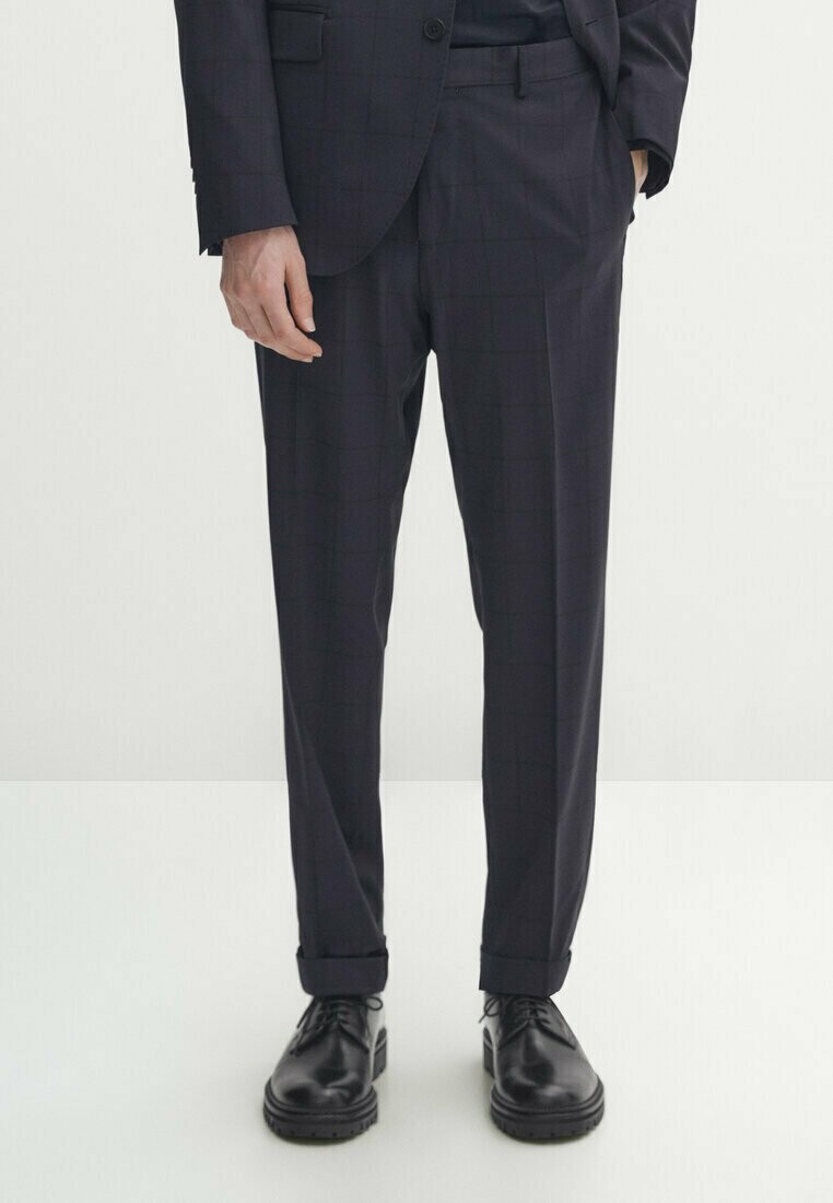 

Чино CHECK Massimo Dutti, цвет mottled dark blue