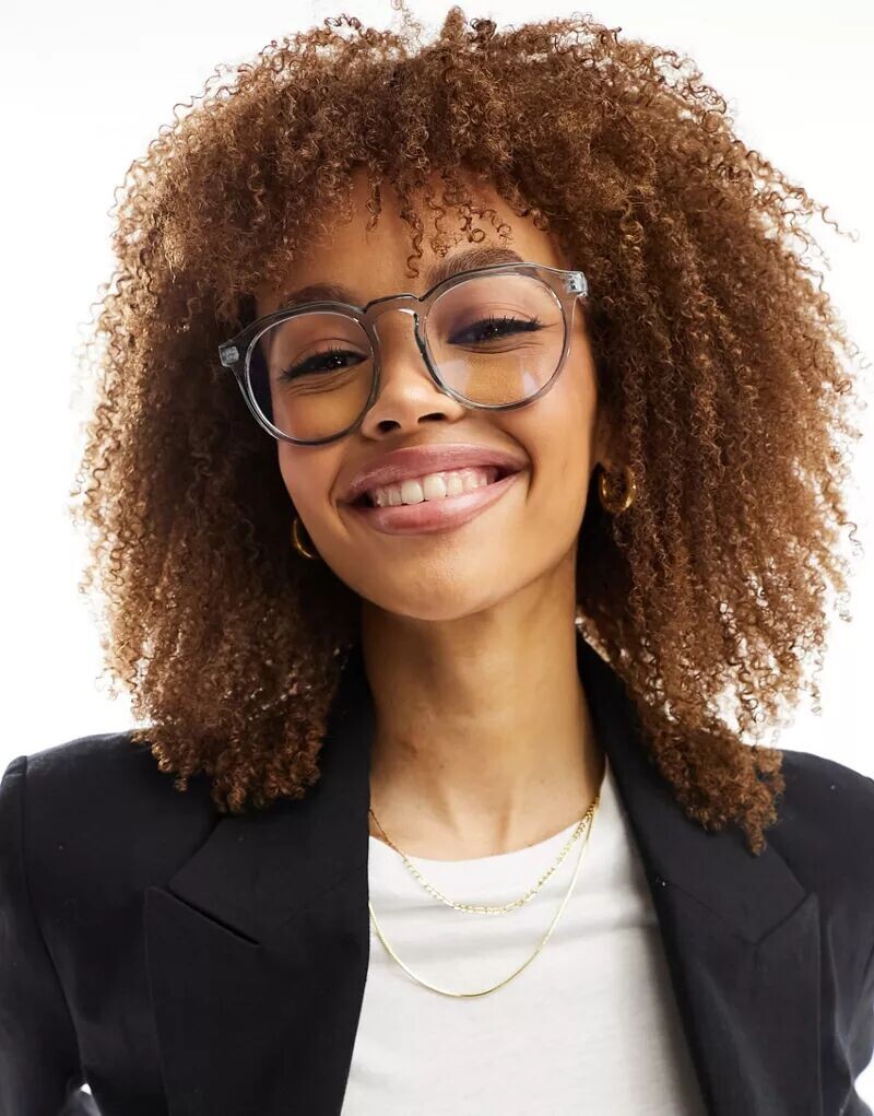 

Круглые очки ASOS в изящной оправе с прозрачными линзами и фильтром синего света