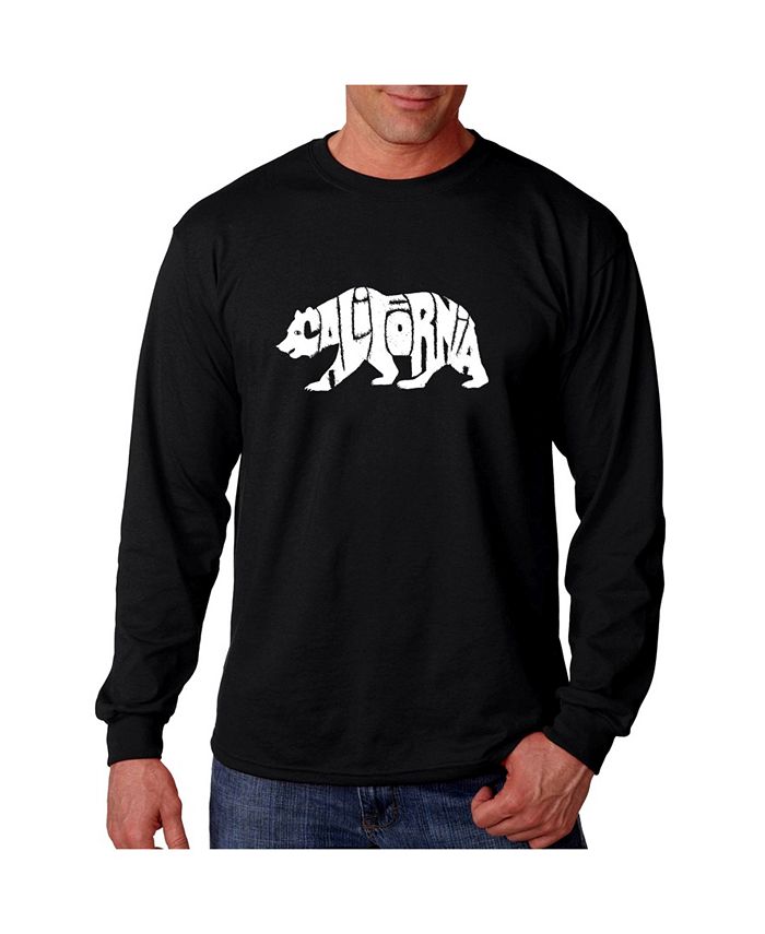 Мужская футболка с длинным рукавом Word Art — California Bear LA Pop Art, черный