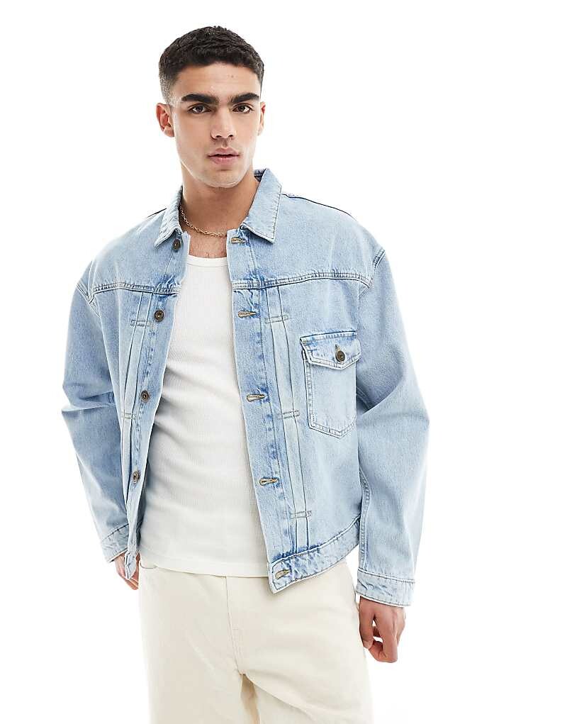 

Голубая джинсовая куртка свободного кроя Jack & Jones с передними карманами