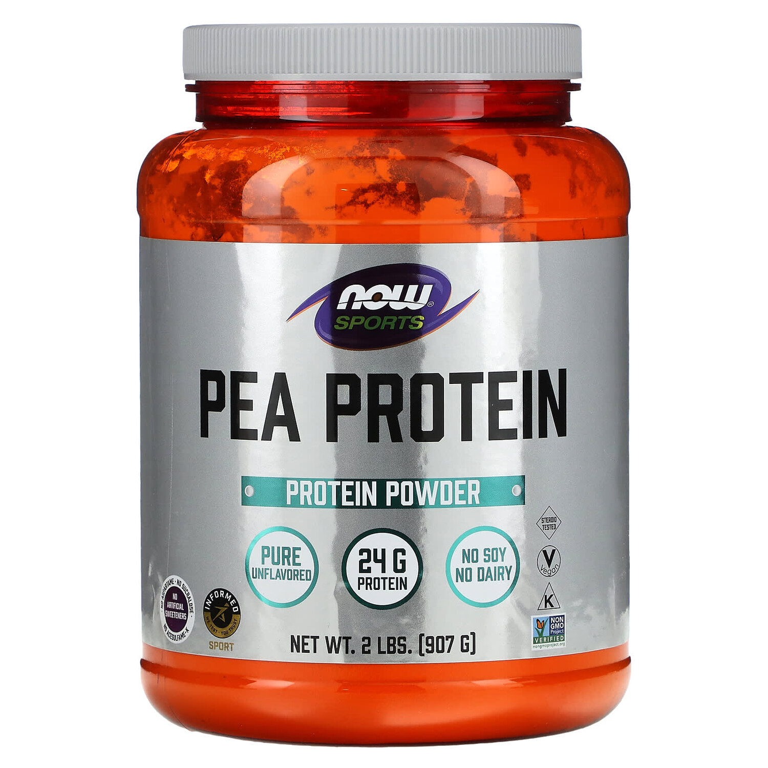 

Спортивная серия, гороховый протеин, без добавок, 907 г, NOW Foods